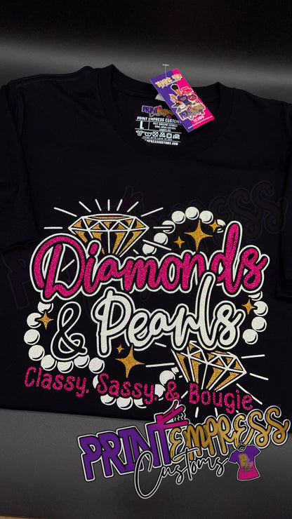 Diamonds and Pearls Glittered Tee