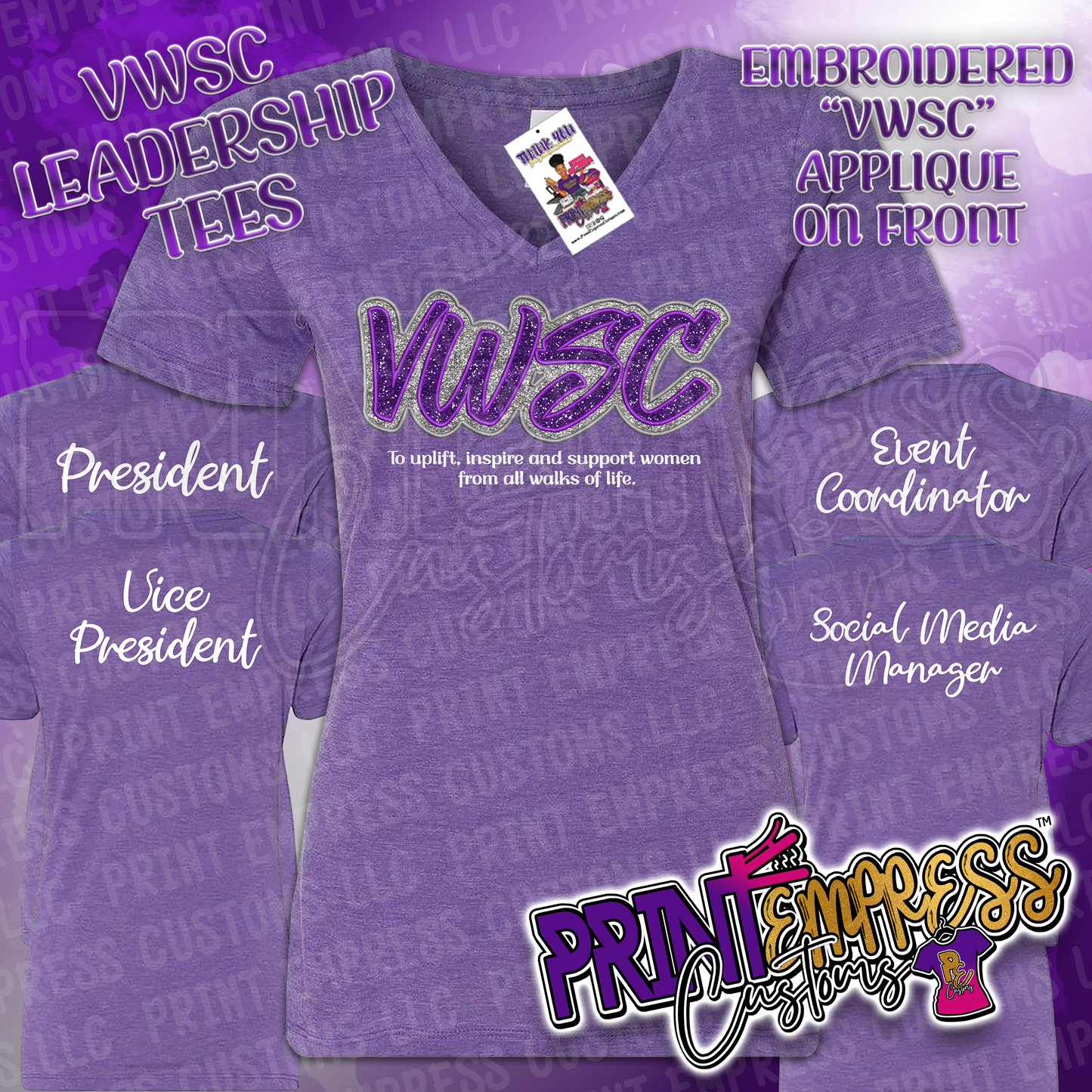 Glittered Appliqué VWSC Leadership Tees