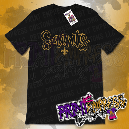 Saints Script Fleur de Lis Tee - PRINT EMPRESS CUSTOMS LLC